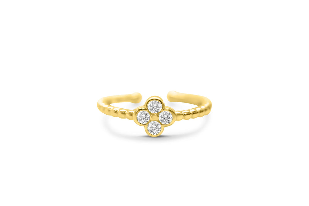 It Fits CZ Clover Droplet Ring- Gold