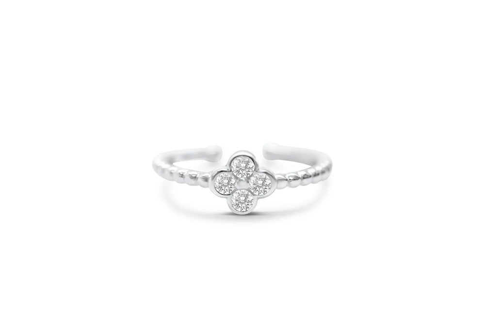 It Fits CZ Clover Droplet Ring- Sterling Silver