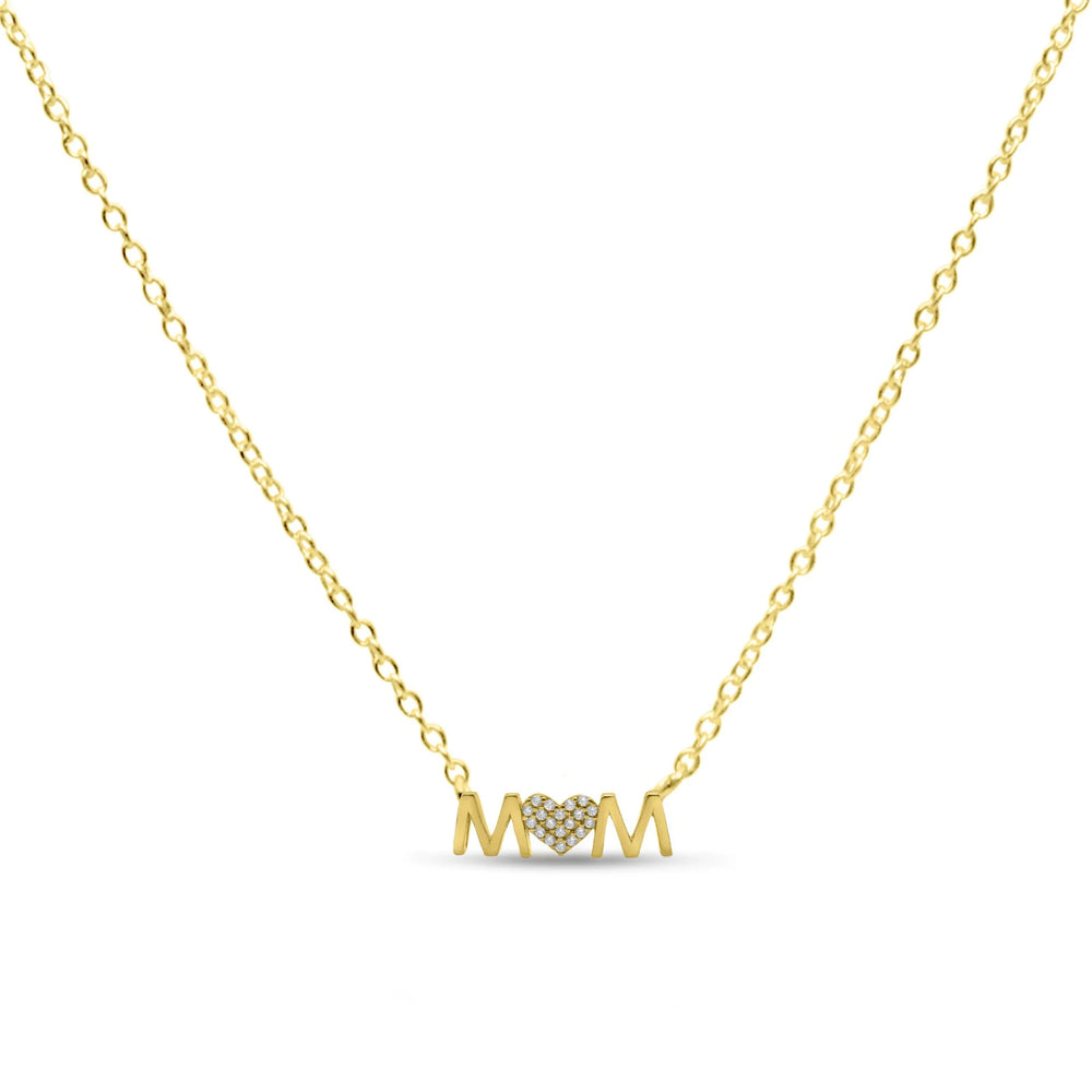 Mom Heart CZ Simply Stated Necklace- Gold