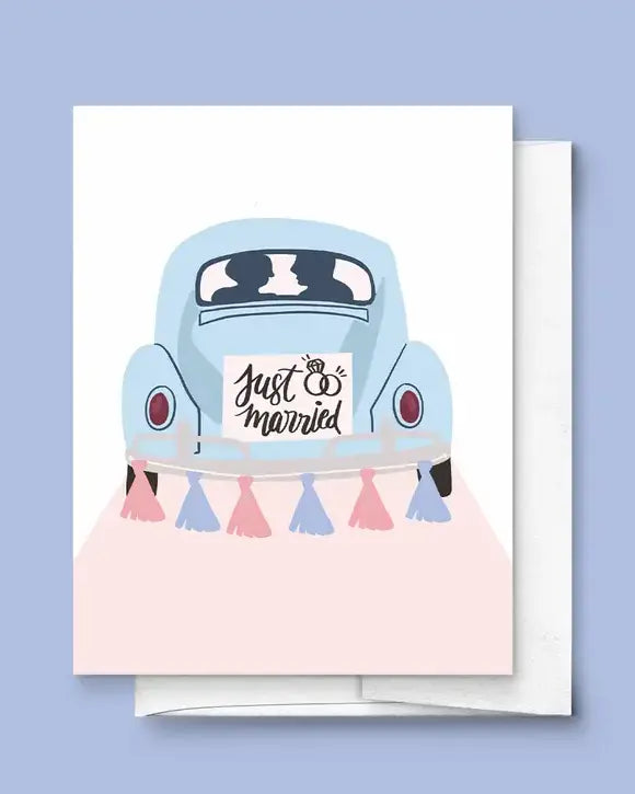 Newlywed Wedding Beetle, Car Congratulations Greeting Card