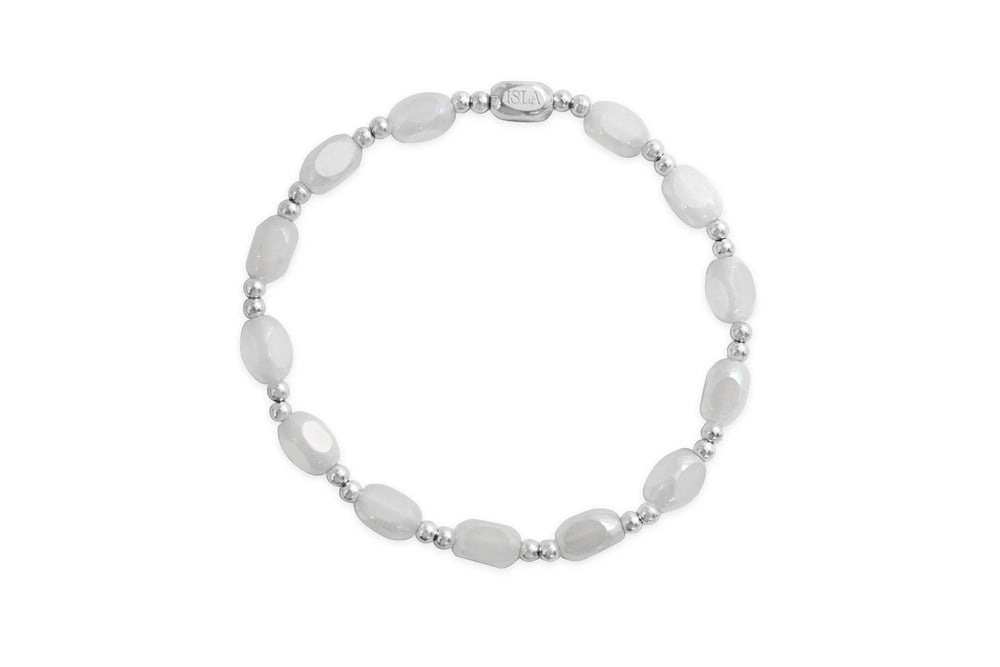 "All in" Beaded Bracelet- Silver/White Cap