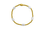 "Here and There" Beaded Bracelet- Gold/White Cap