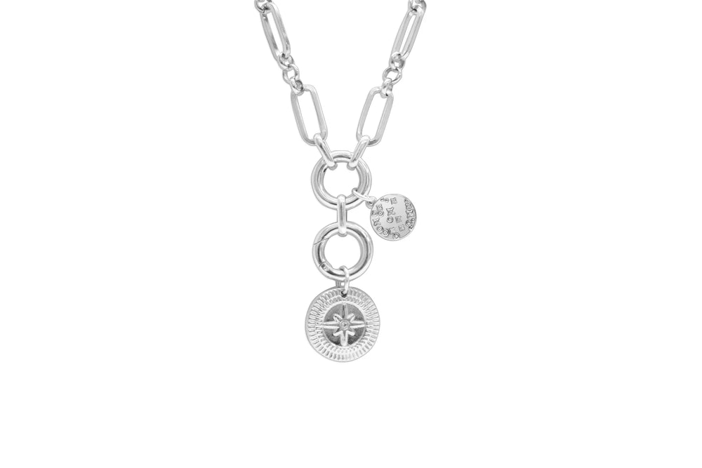Charm Up Necklace in Inner Compass- Silver