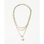 Multi Strand Chain/Pearl Necklace- Mint