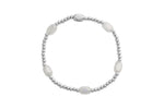 "Here and There" Beaded Bracelet- Silver/White Cap