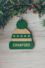 Cranford Wood Ornament - Green Beanie