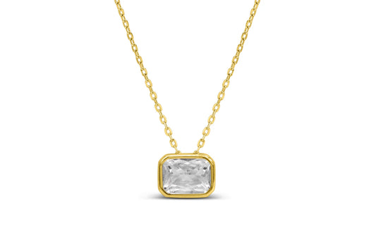 Baguette Slider Necklace- Clear CZ