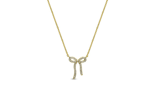 A Charming Story- Tied Together Bow Necklace 14K Gold