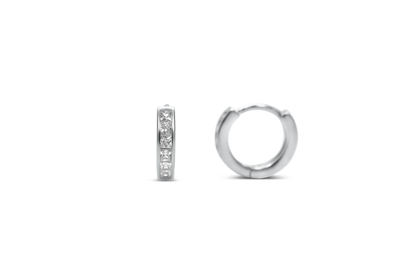 Huggie Hoop CZ Channel - Silver