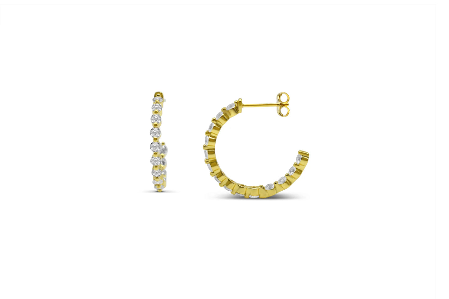 2.5CZ Inside Out Hoop- 14K Gold