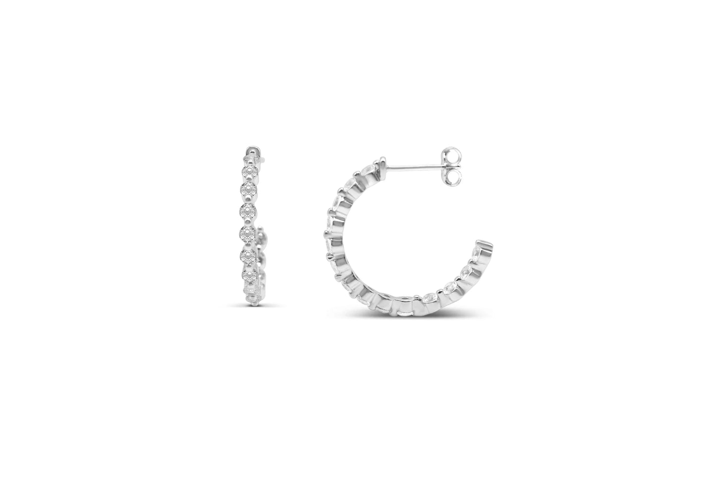 2.5CZ Inside Out Hoop- Sterling Silver