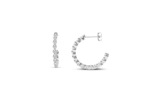 2.5CZ Inside Out Hoop- Sterling Silver