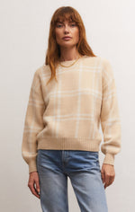 Jolene Plaid Sweater- Almond