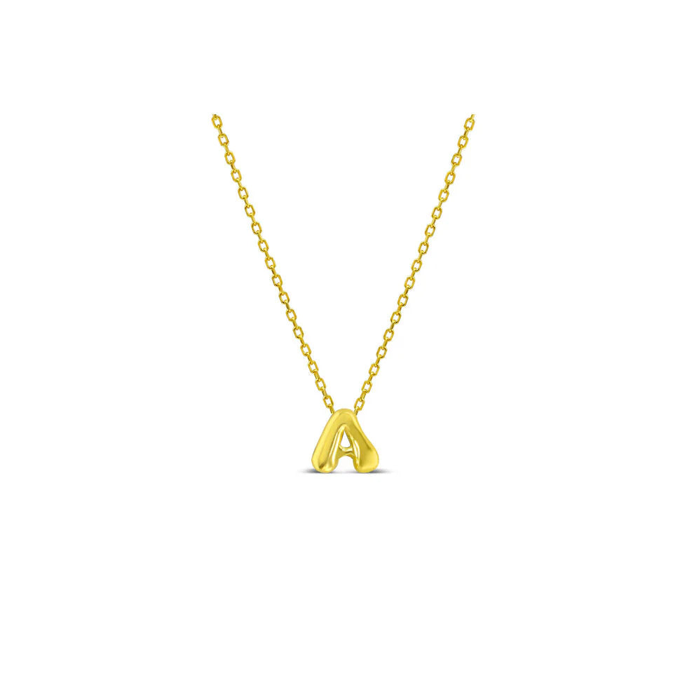 Bubble Loveable Letter Necklace- 14k Gold