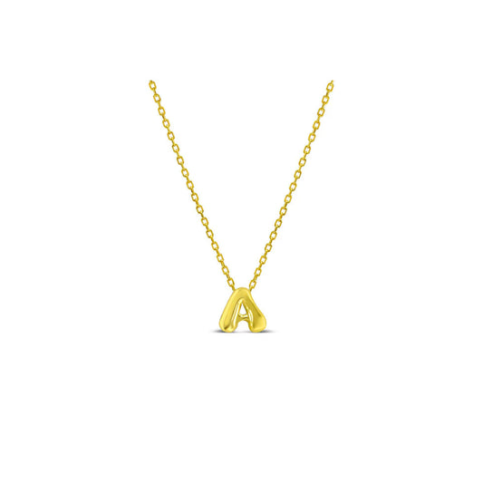 Bubble Loveable Letter Necklace- 14k Gold