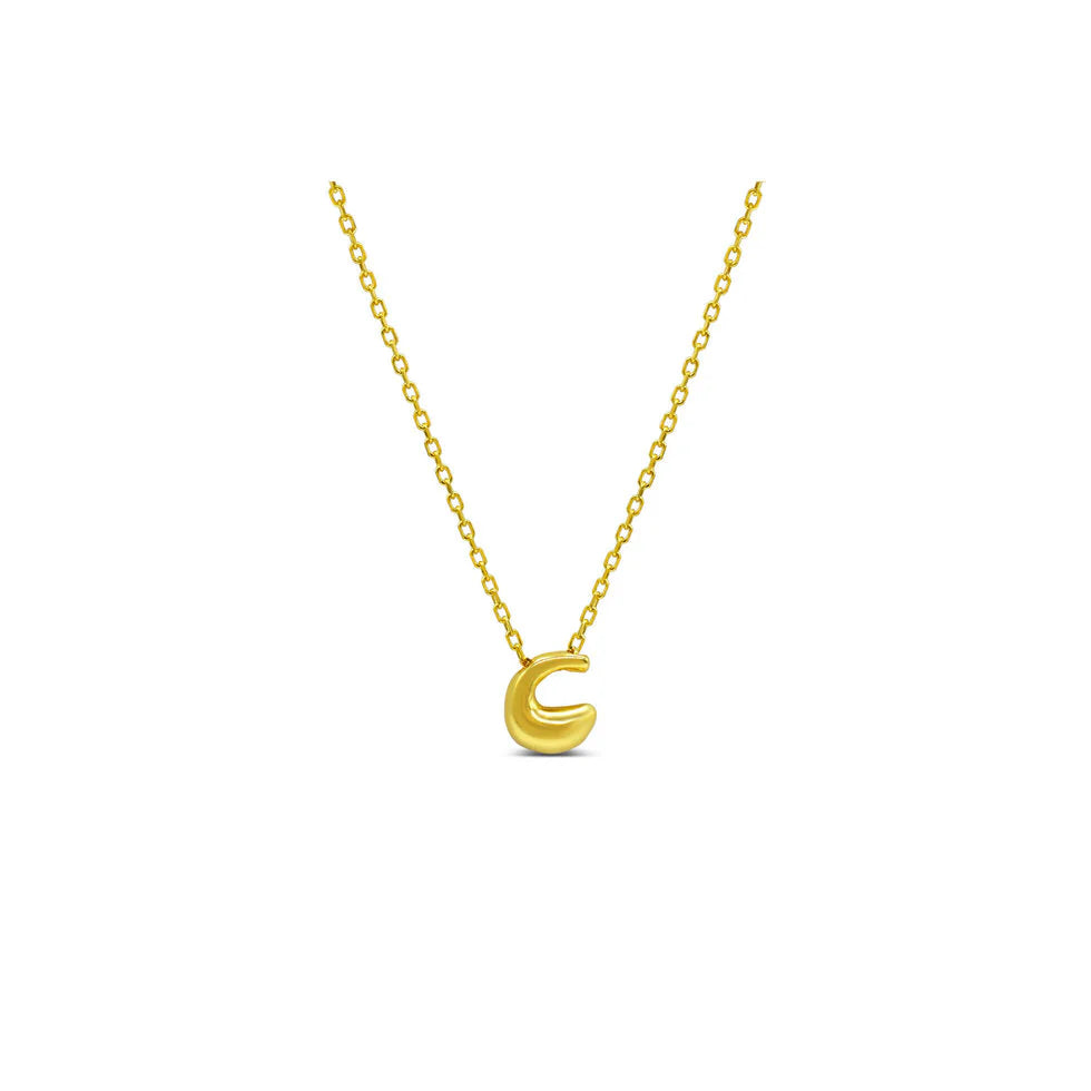 Bubble Loveable Letter Necklace- 14k Gold