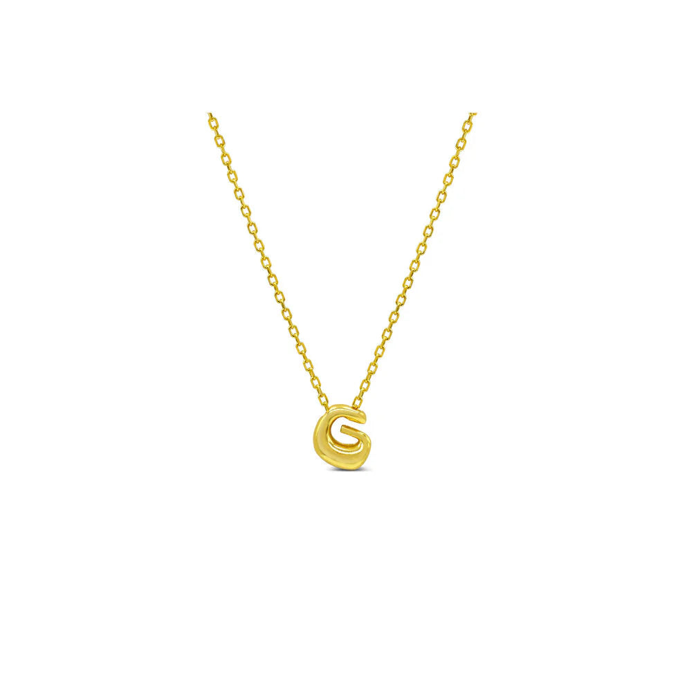 Bubble Loveable Letter Necklace- 14k Gold