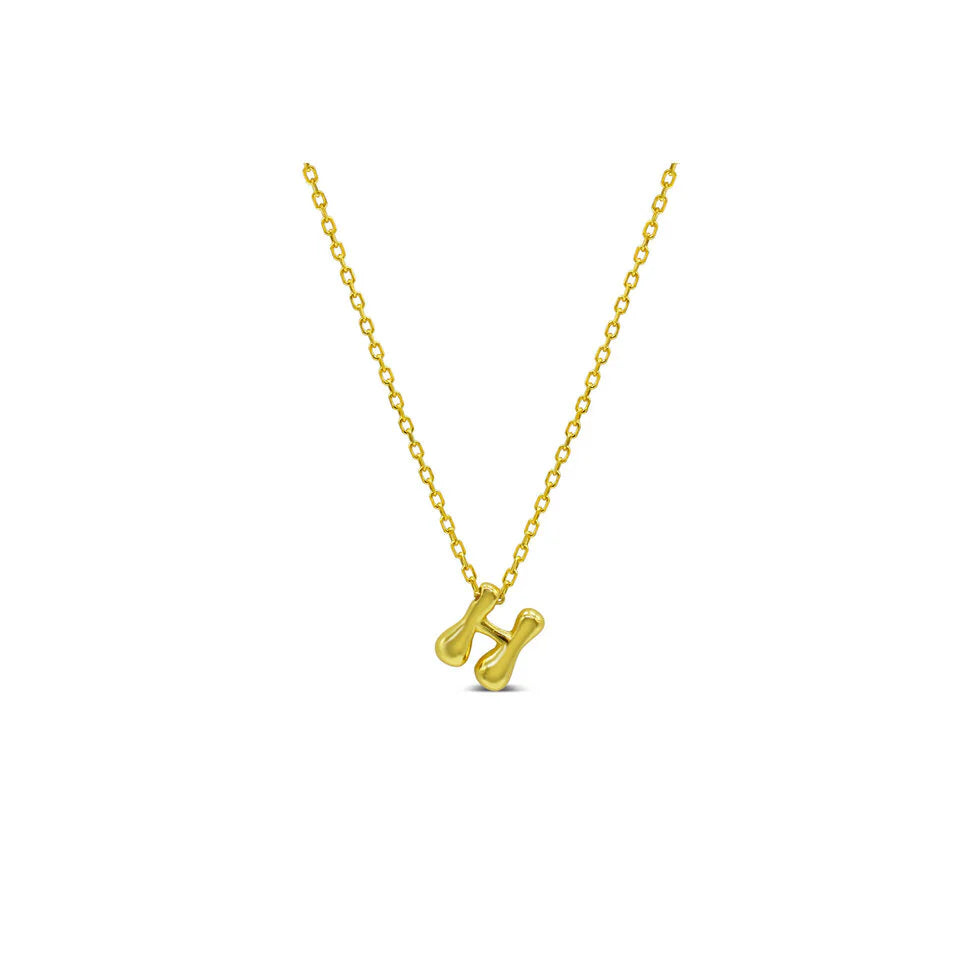 Bubble Loveable Letter Necklace- 14k Gold