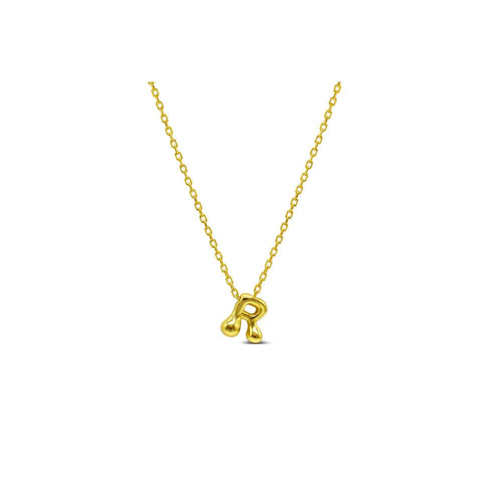 Bubble Loveable Letter Necklace- 14k Gold