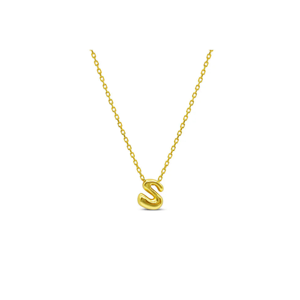 Bubble Loveable Letter Necklace- 14k Gold