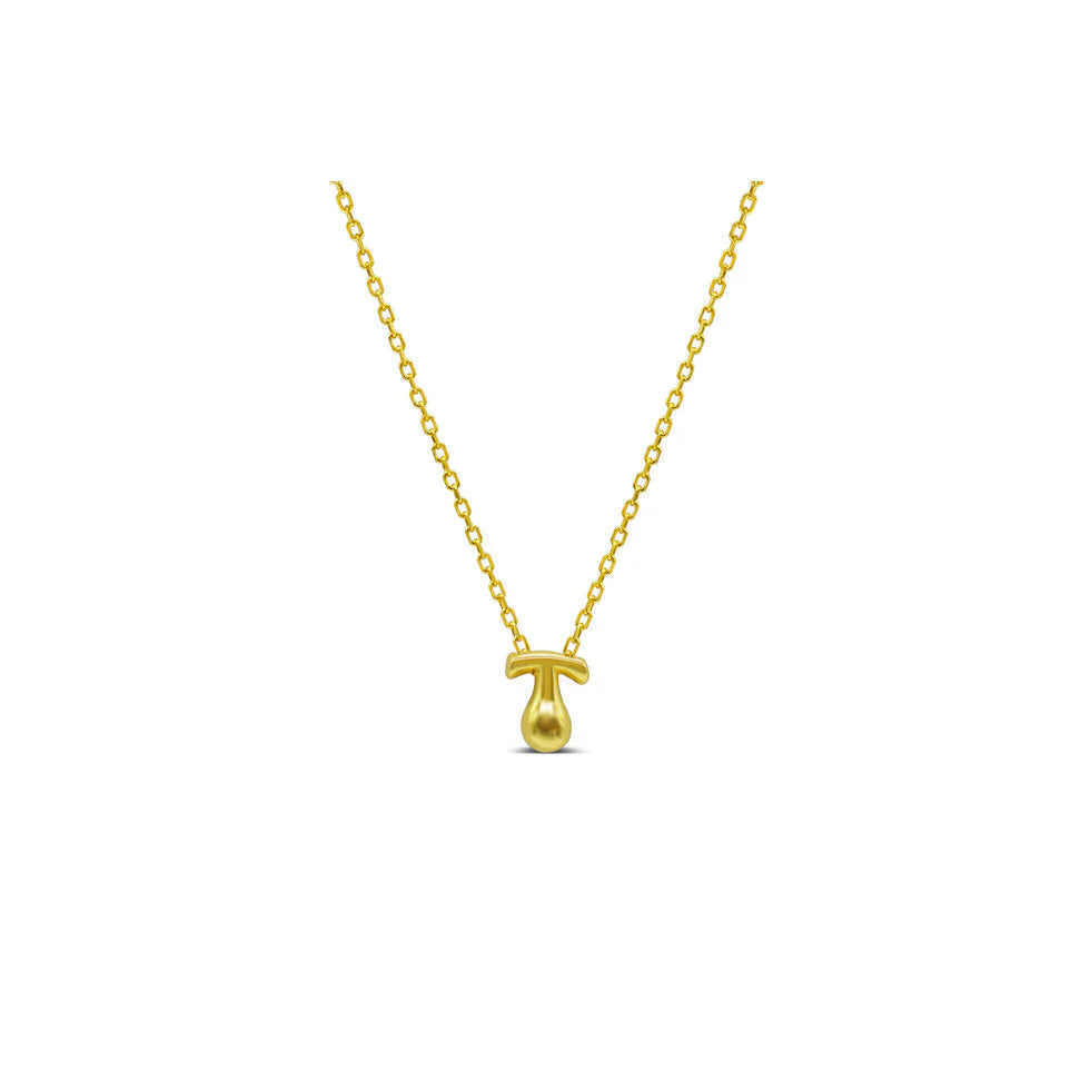 Bubble Loveable Letter Necklace- 14k Gold