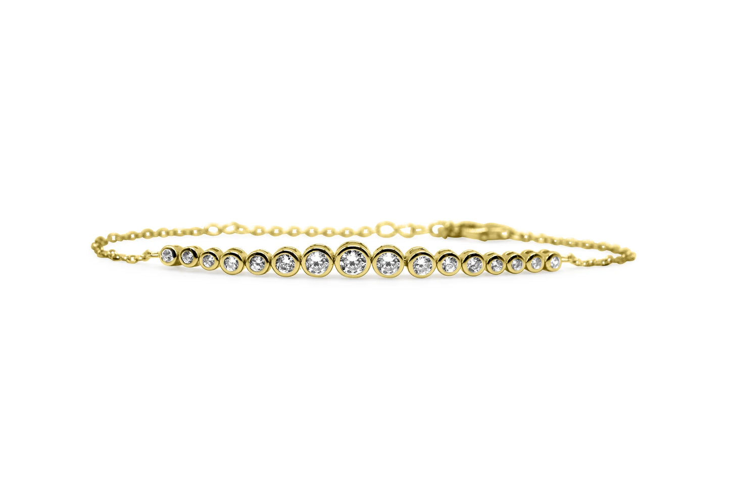 Graduated Bezel Solitaire Tennis Chain Bracelet- 14K Gold