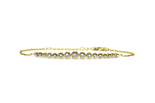 Graduated Bezel Solitaire Tennis Chain Bracelet- 14K Gold