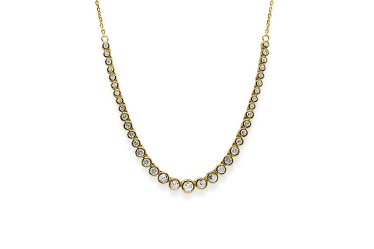 Graduated Bezel Solitaire Tennis Chain Necklace- 14K Gold