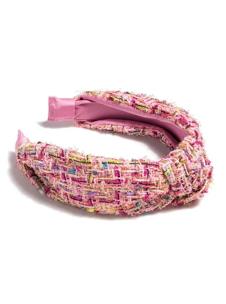 Knotted Boucle Headband- Pink