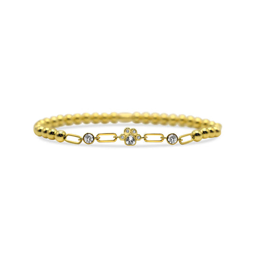 Stretch Chain Bracelet- Bezel Dog Paw 14K Gold