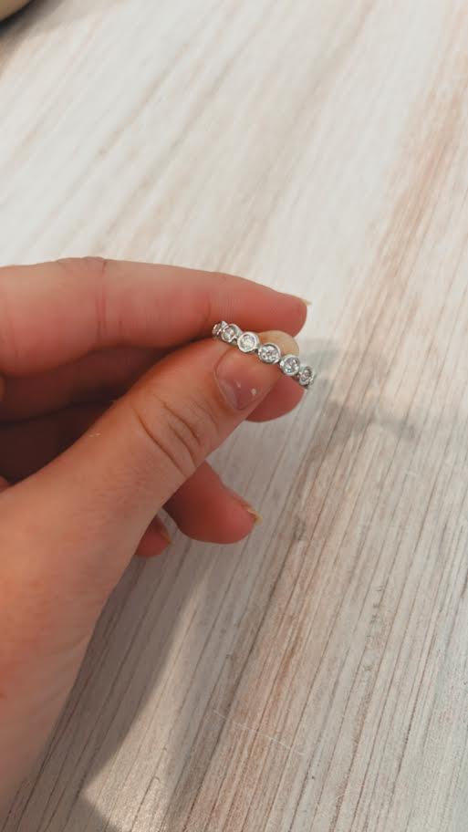 It Fits! Round Bezel Droplet Ring- Sterling Silver