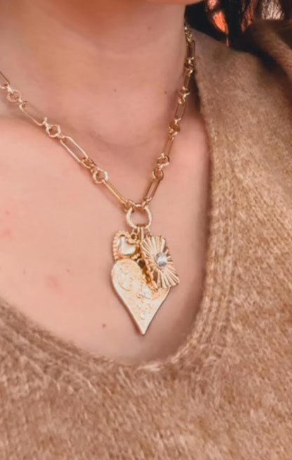 Filigree Heart with Charms Neckalce