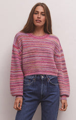 Prism Metallic Stripe Sweater- Magenta Punch