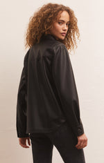 Wes Faux Leather Shirt Jacket- Black