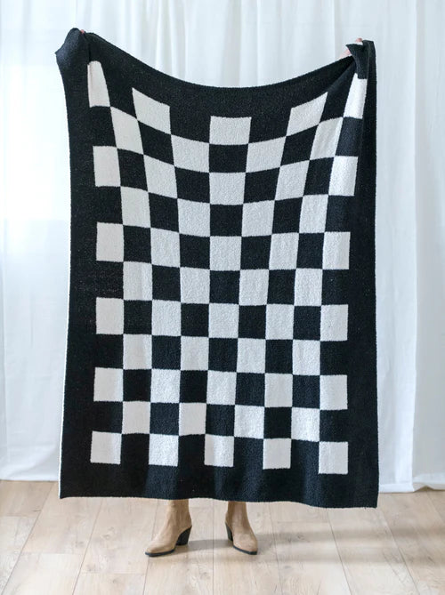 Tanner Reversible Throw Blanket- Black/White