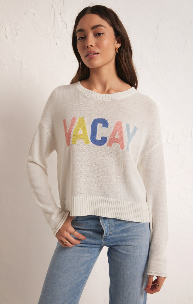 Sienna Vacay Sweater- White