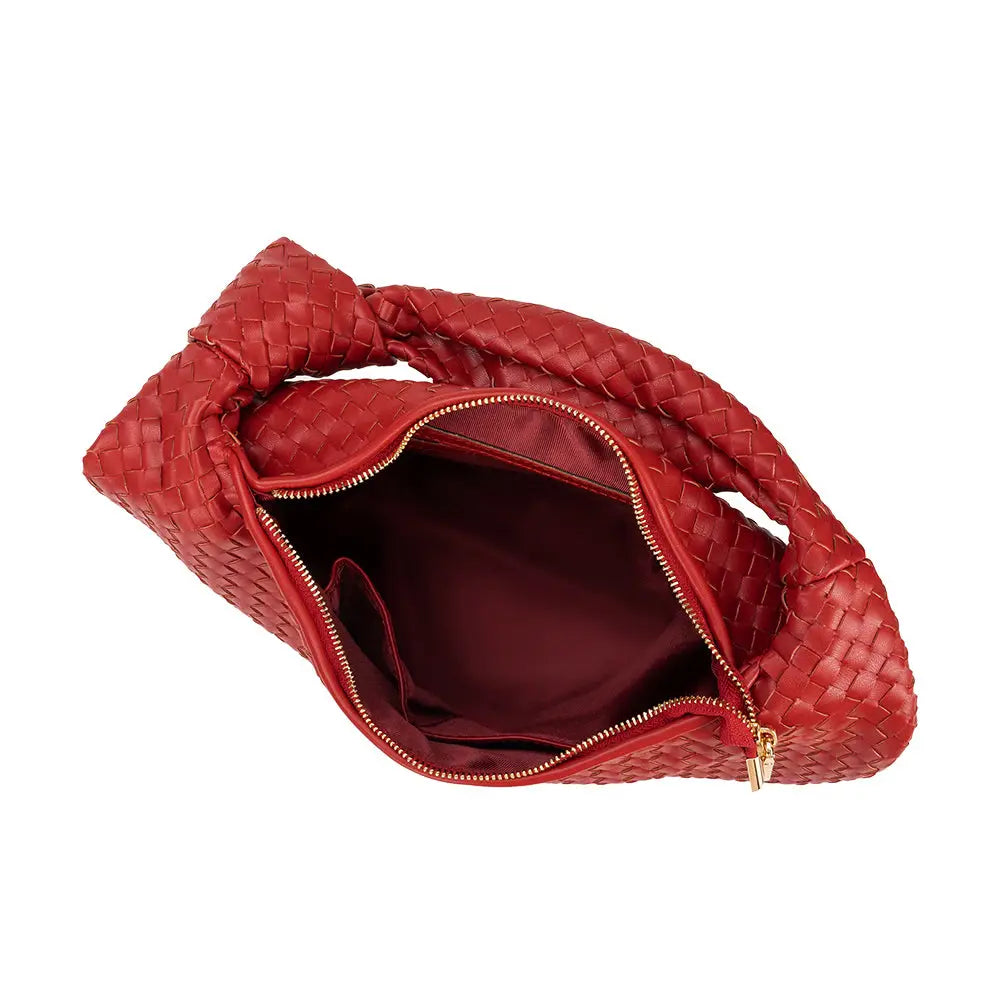 Brigitte Woven Shoulder Bag- Red