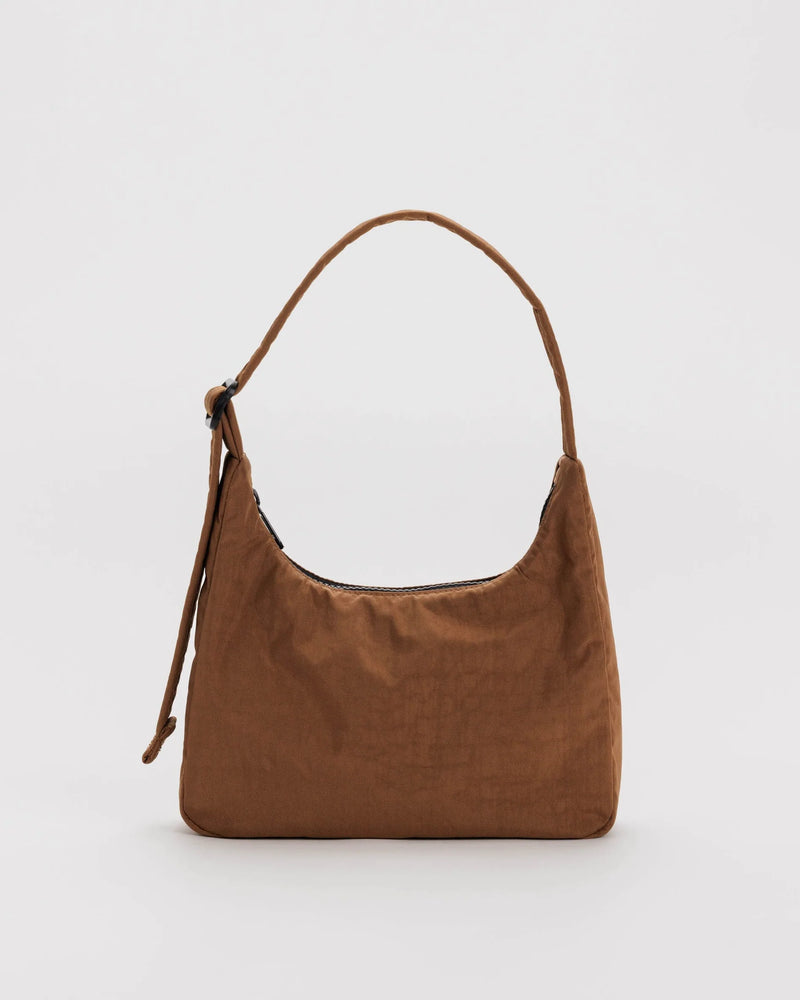 Mini Nylon Shoulder Bag- Brown