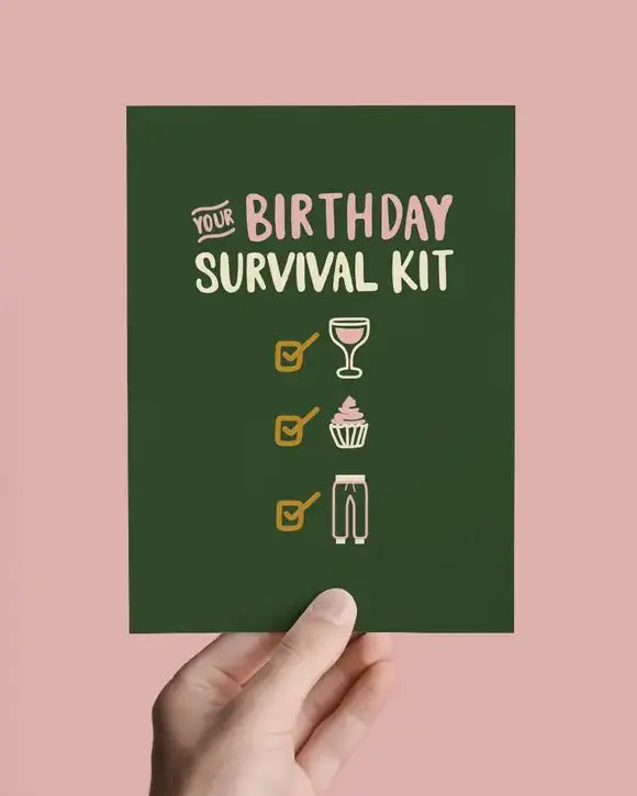 Your Birthday Survival Kit, Funny Checklist Greeting Card