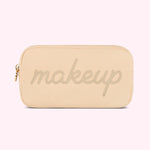 "Makeup" Embroidered Small Pouch- Sand