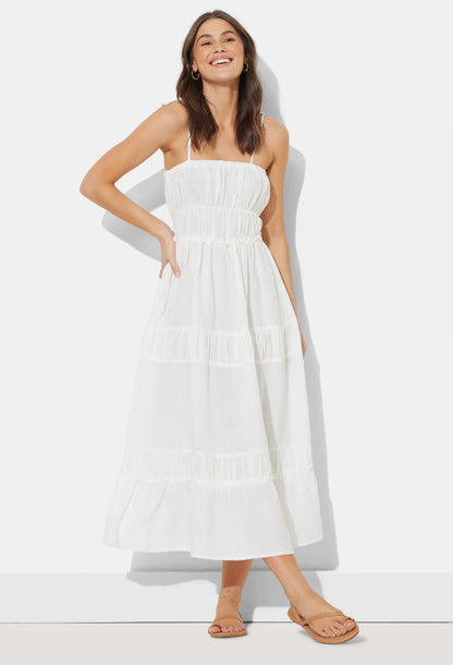 Solid Gauze Maxi Dress- White