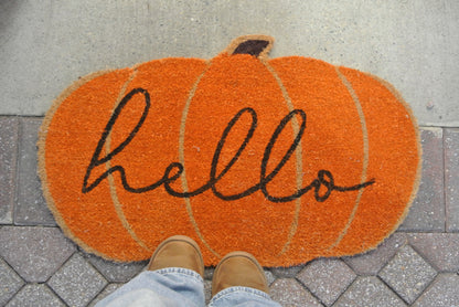 Hello Pumpkin Doormat- Orange