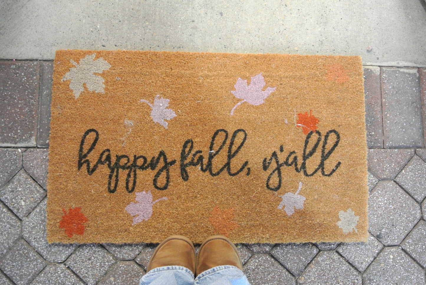 Happy Fall Y'all Doormat- Natural