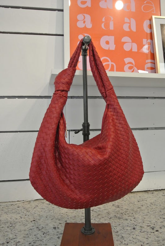 Brigitte Woven Shoulder Bag- Red