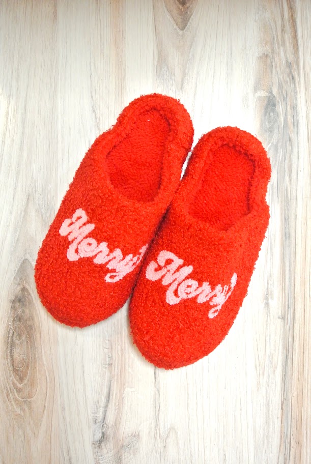 "Merry Merry" Slippers - Red