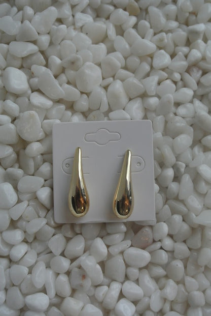 Elongated Bean Post Earrings- Gold