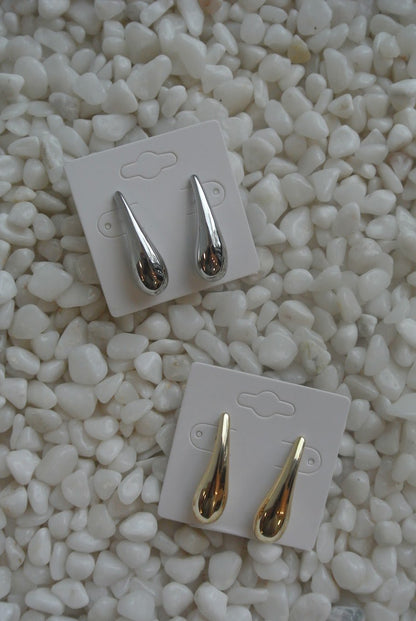 Elongated Bean Post Earrings- Gold