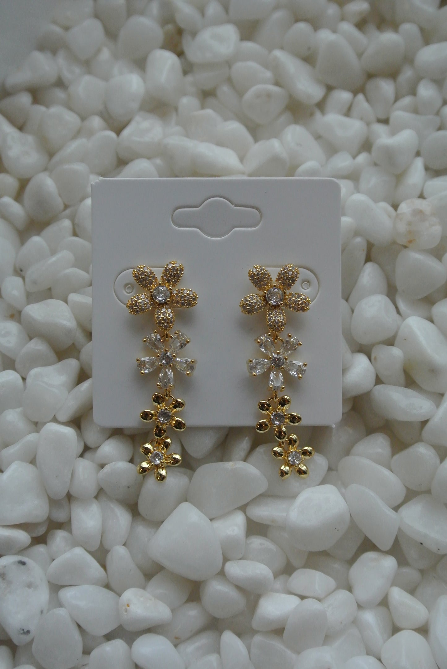 Flower Drop Earrings with CZs