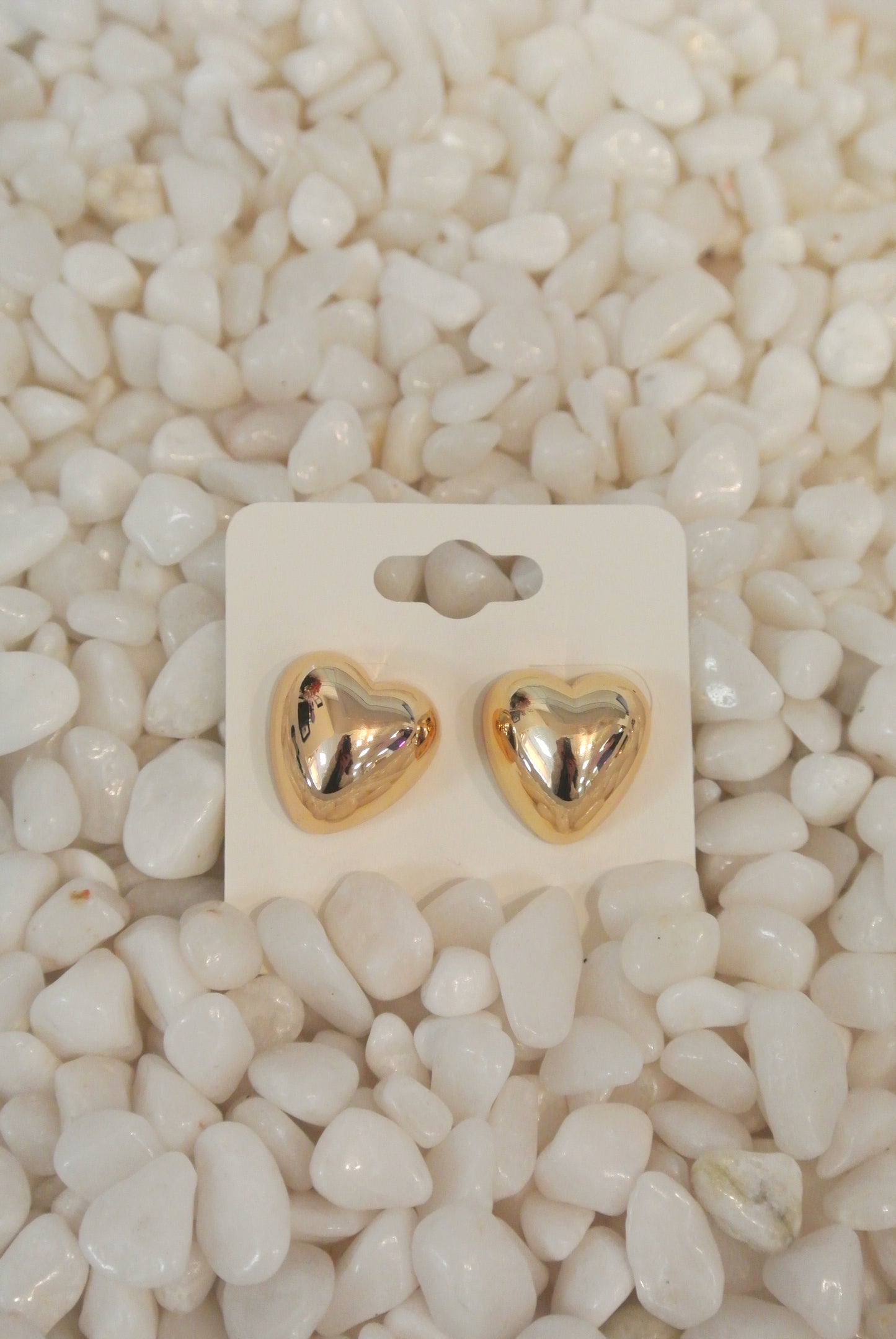 Gold Puffed Heart Stud