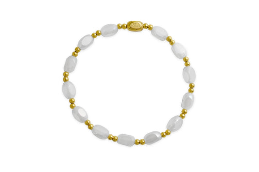 "All in" Beaded Bracelet- Gold/ White Cap